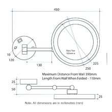 Round 3x Magnification Mirror With LED & Concealed Wiring
